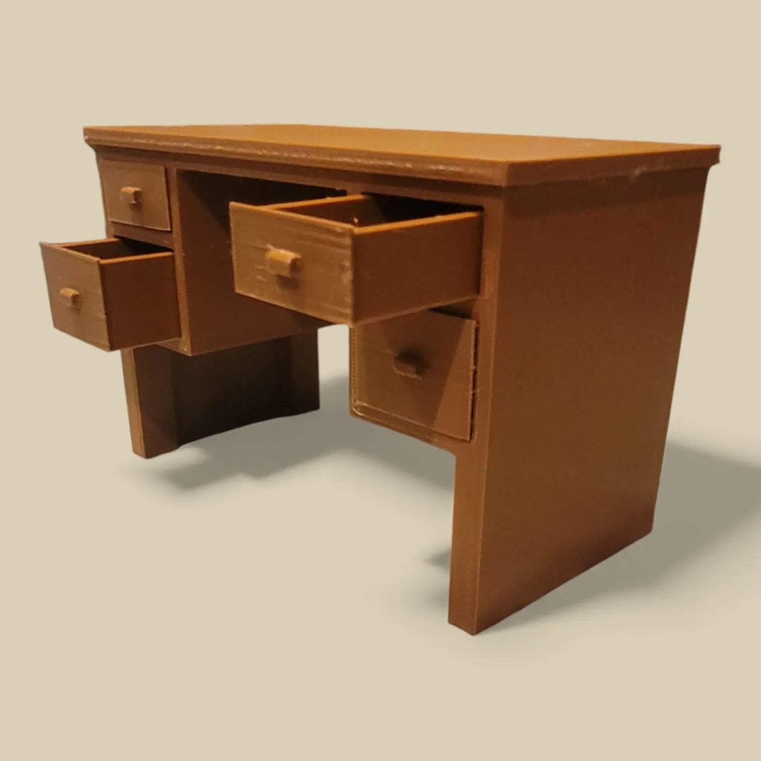 Doll-Size Computer Desk with Functional Drawers