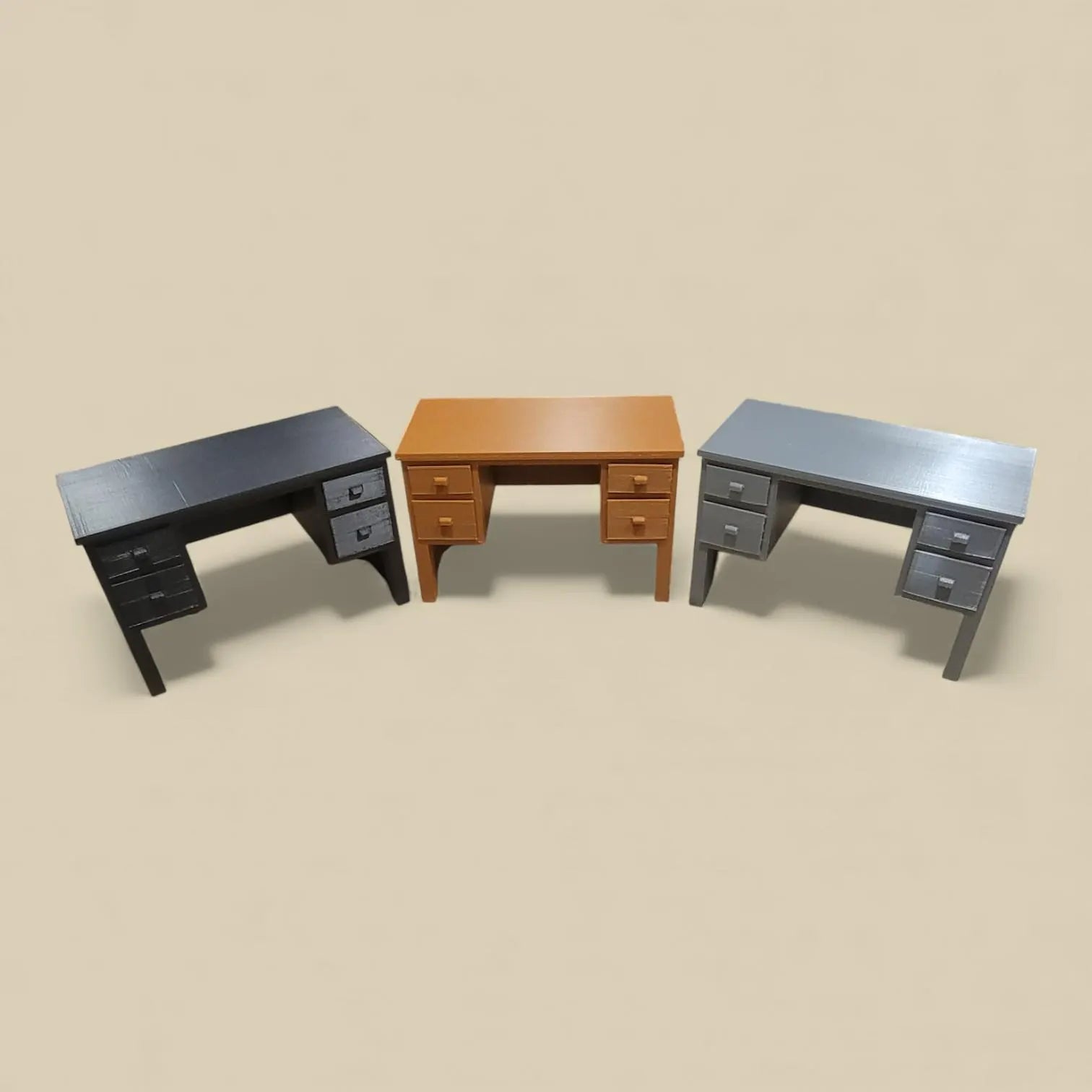 Doll-Size Computer Desk with Functional Drawers