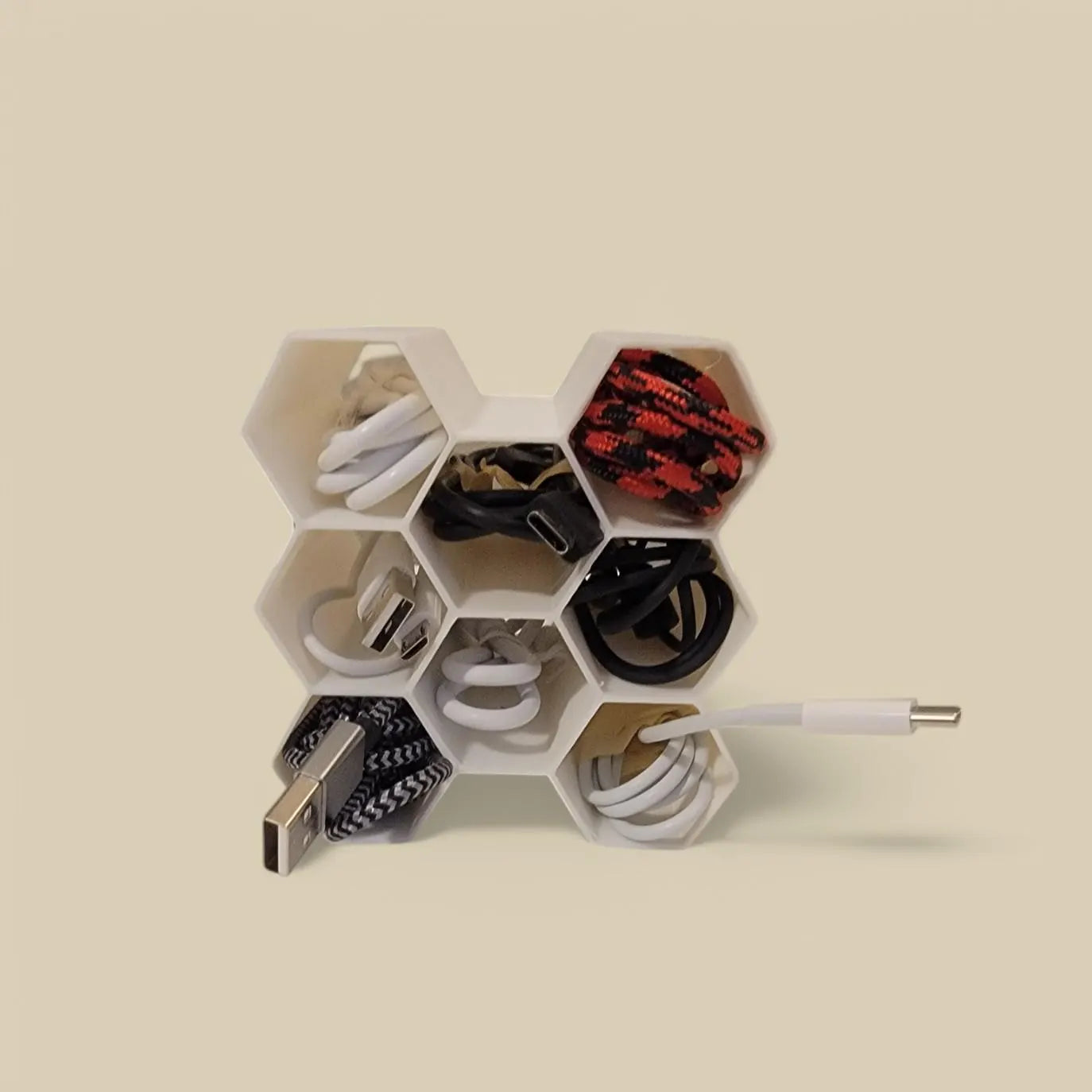 Honeycomb Cable Cubbies – Stylish and Functional Organizer for USB Cables and Headphone Cables