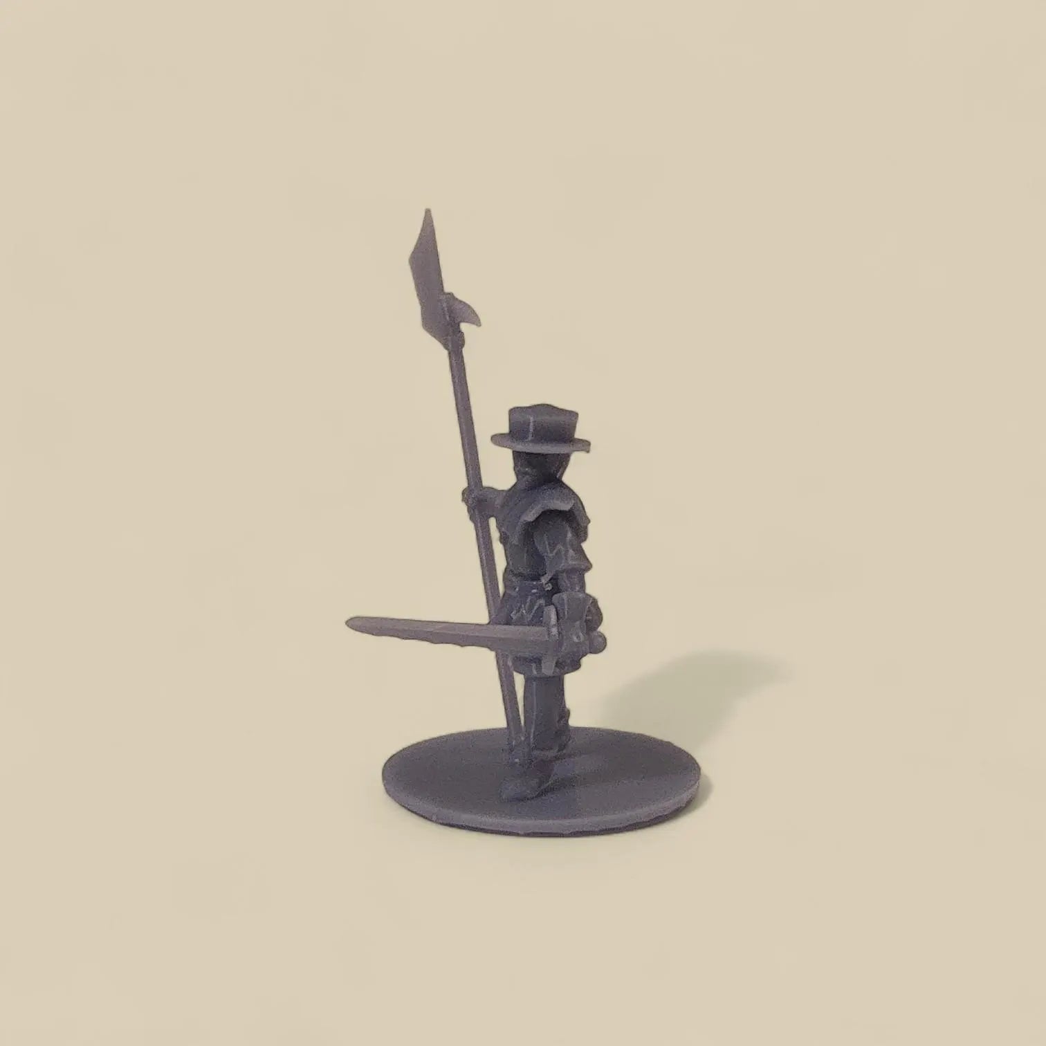 Soldier Miniature with Spear & Sword – 2.25" Tall Tabletop Figure with Base