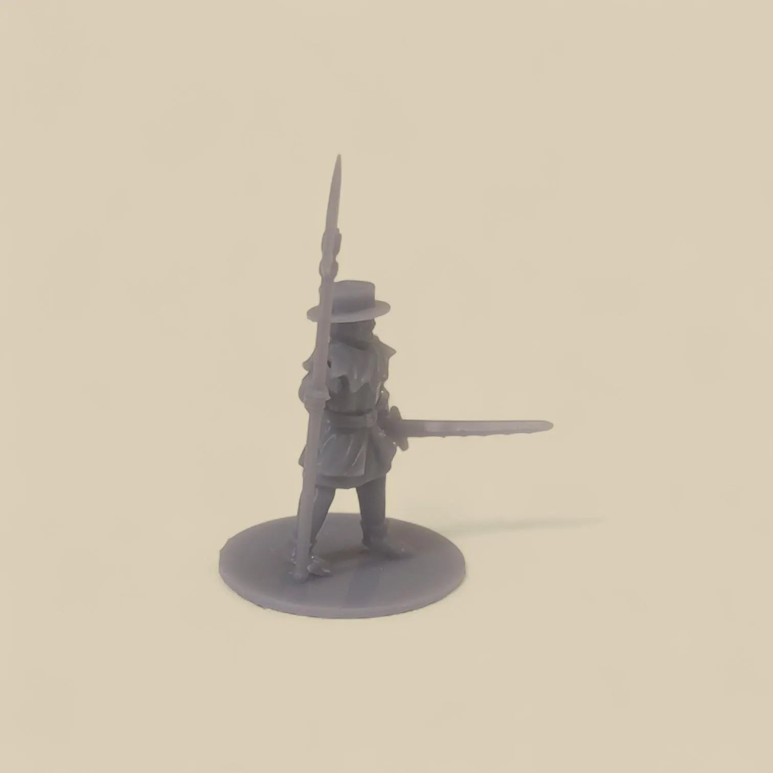 Soldier Miniature with Spear & Sword – 2.25" Tall Tabletop Figure with Base