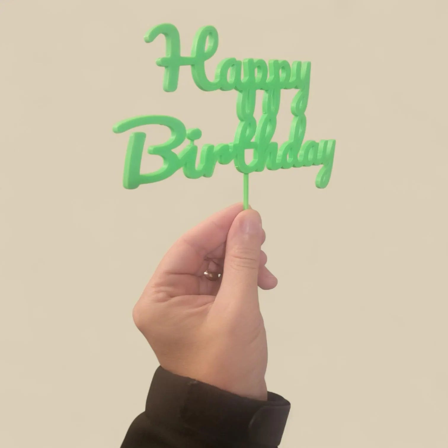 Happy Birthday Cake Topper – Elegant Cake Decoration for Birthday Parties, Reusable Cake Sign