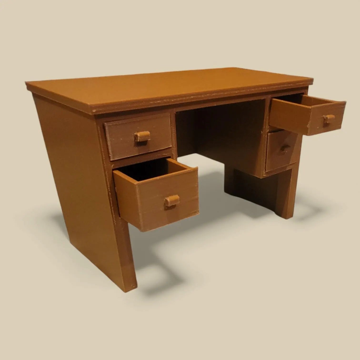 Doll-Size Computer Desk with Functional Drawers