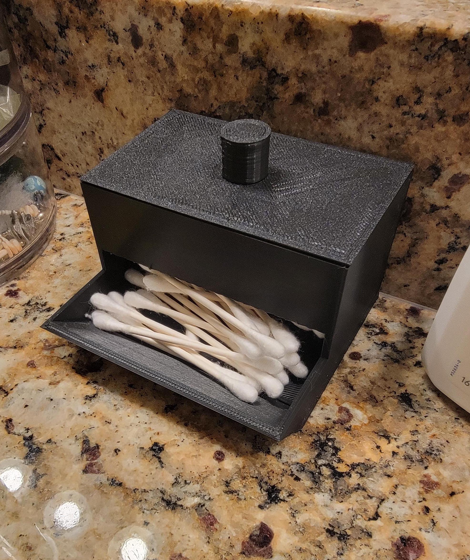 Q-Tip Dispenser - Functional Organizer for Countertop Cotton Swab Storage