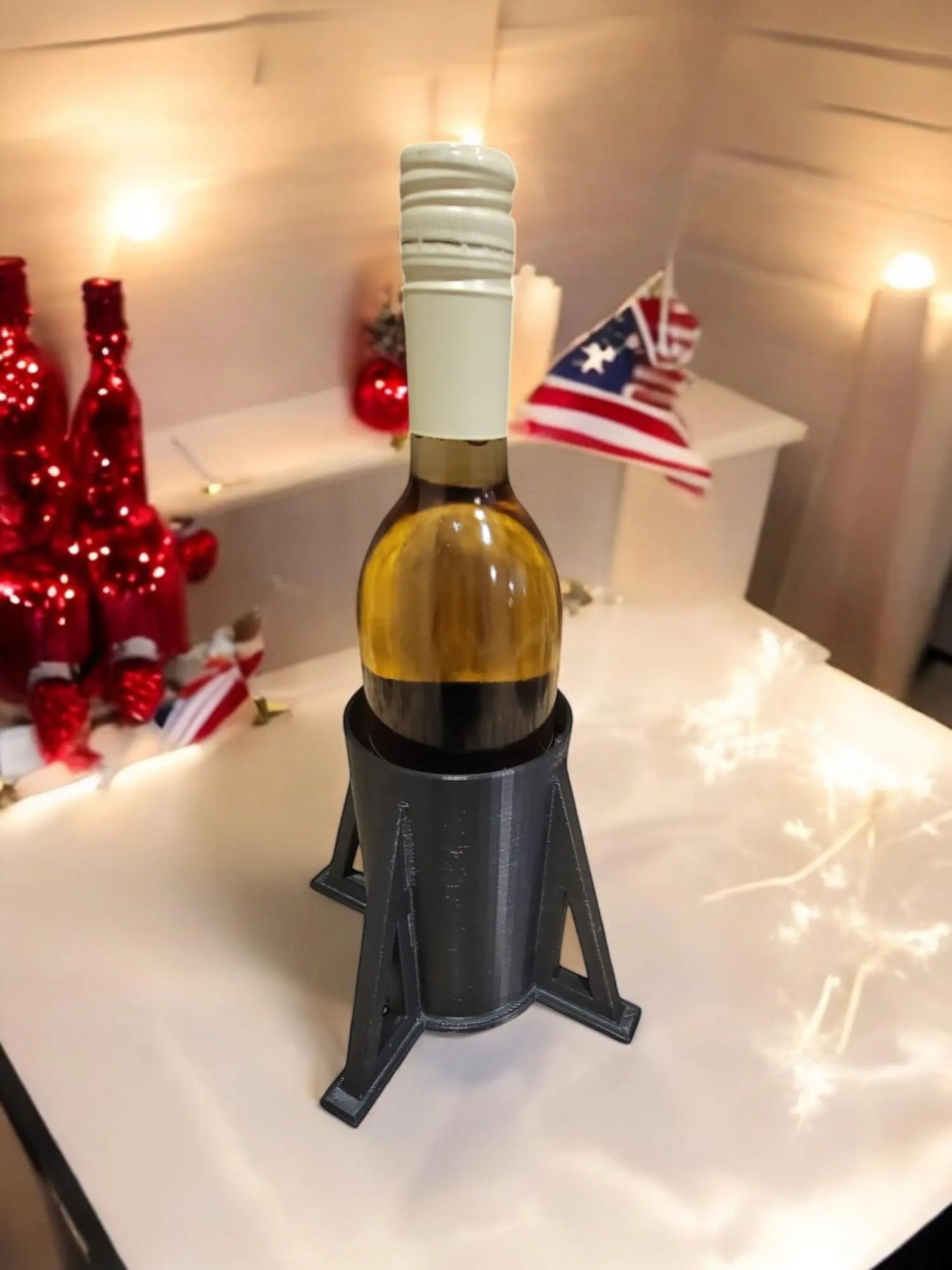 Fireworks Wine Bottle Holder – Rocket Launcher Bottle Holder for Home Bar & Patriotic Décor