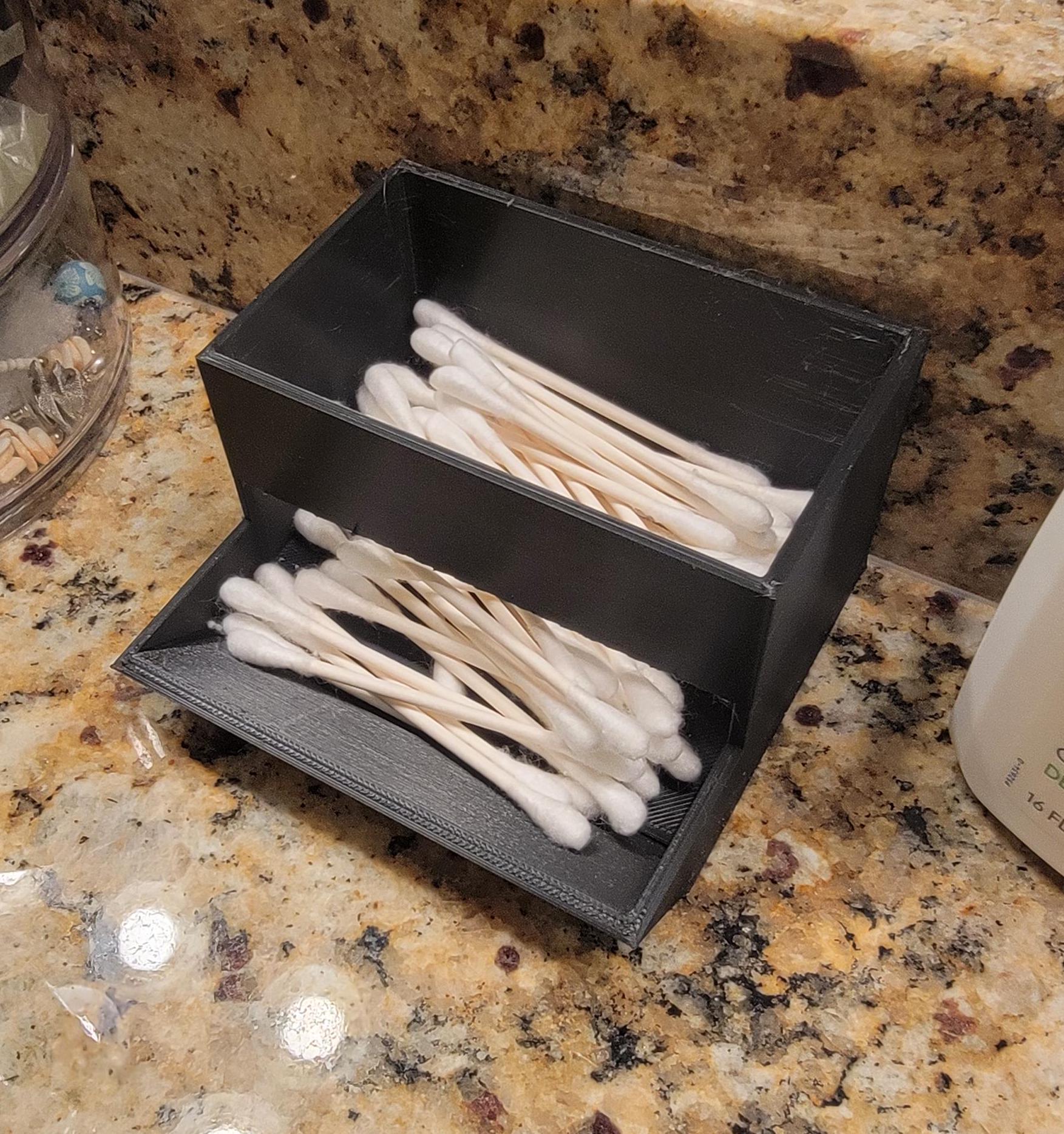 Q-Tip Dispenser - Functional Organizer for Countertop Cotton Swab Storage