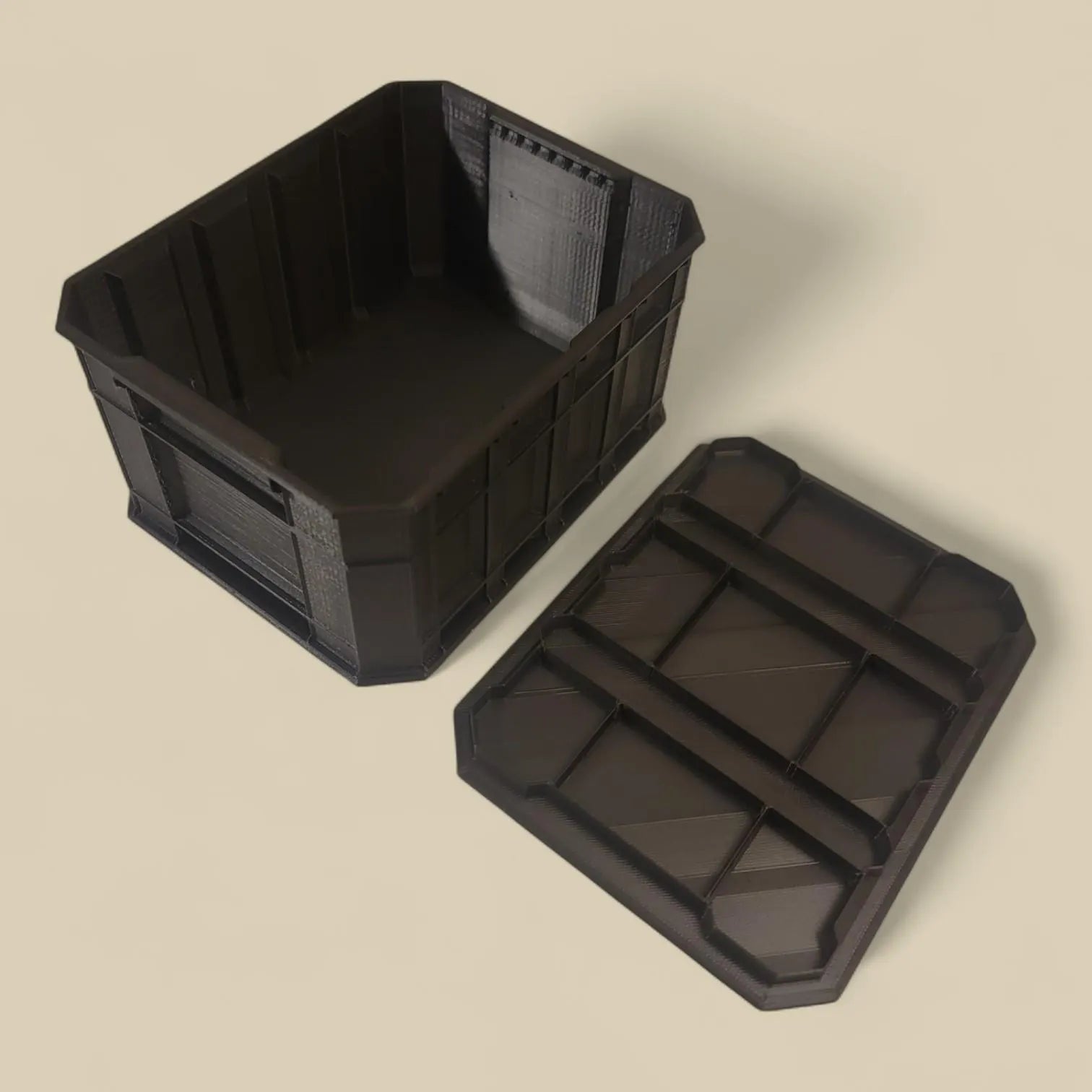 Storage Crate Box with Lid – Small Organizer for Desk, Shelf, or Home