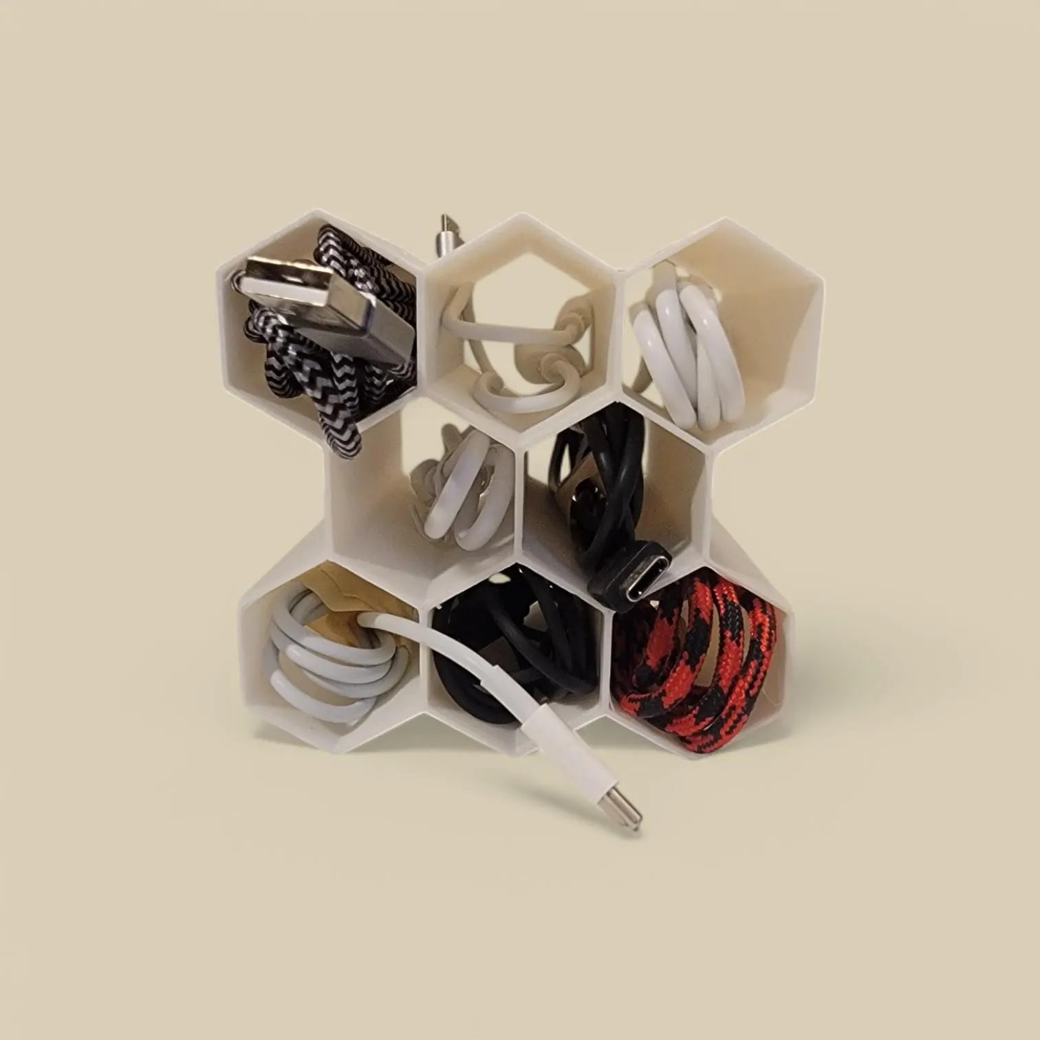 Honeycomb Cable Cubbies – Stylish and Functional Organizer for USB Cables and Headphone Cables