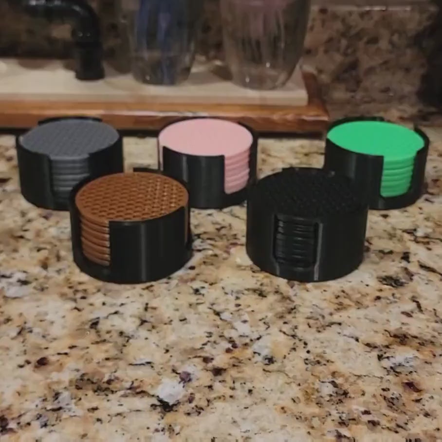 Coaster Set - Unique Plastic Coasters for Modern Living Room Decor!  Set of Seven Coasters for Drinks - Coasters Set