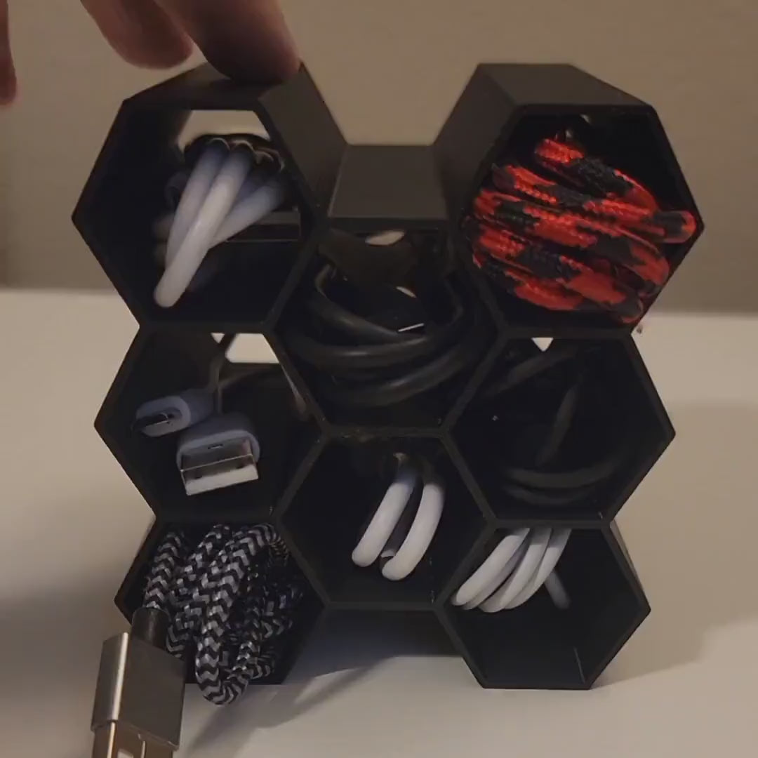Honeycomb Cable Cubbies – Stylish and Functional Organizer for USB Cables and Headphone Cables